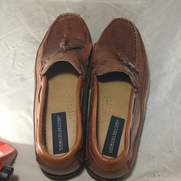 Giorgio Brutini Mens Celebrity Tassel Loafer Shoes Brown Leather Slip On Size 9M - Picture 6 of 8